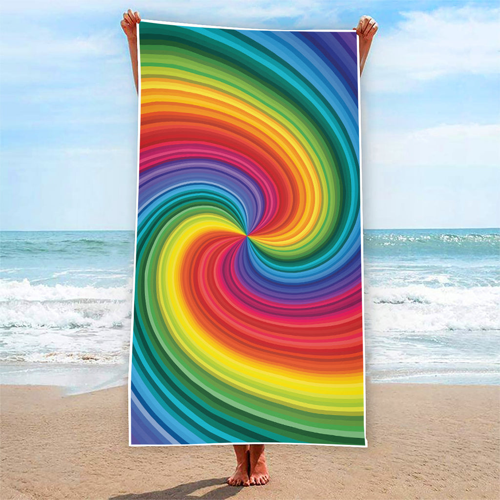 Rainbow Swirl Print Beach Towel