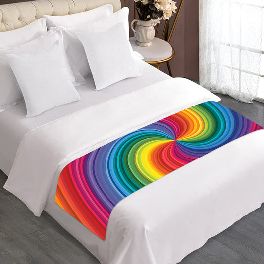 Rainbow Swirl Print Bed Runner