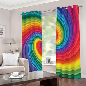 Rainbow Swirl Print Blackout Grommet Curtains