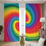 Rainbow Swirl Print Blackout Pencil Pleat Curtains