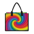 Rainbow Swirl Print Canvas Tote Bag