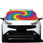 Rainbow Swirl Print Car Windshield Snow Cover