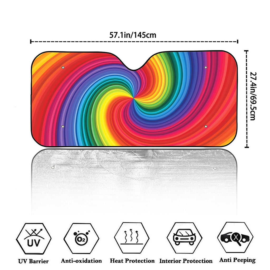 Rainbow Swirl Print Car Windshield Sun Shade