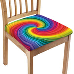 Rainbow Swirl Print Chair Cushion Cover