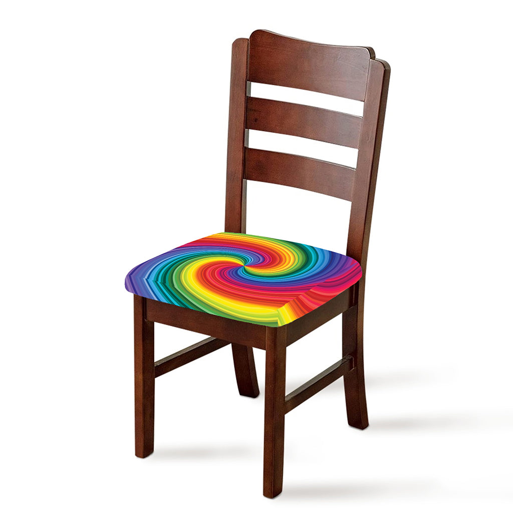 Rainbow Swirl Print Chair Cushion Cover
