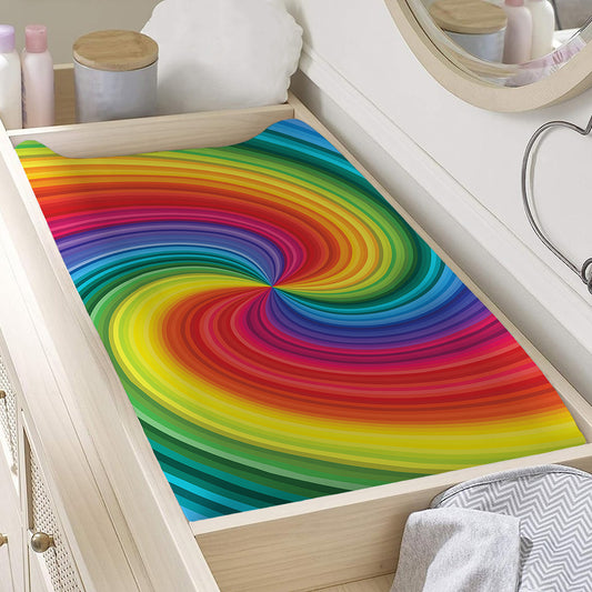 Rainbow Swirl Print Changing Pad Cover