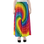 Rainbow Swirl Print Chiffon Maxi Skirt
