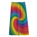 Rainbow Swirl Print Cotton Front Slit Maxi Skirt