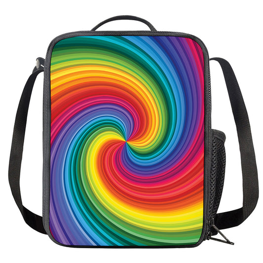 Rainbow Swirl Print Crossbody Lunch Bag