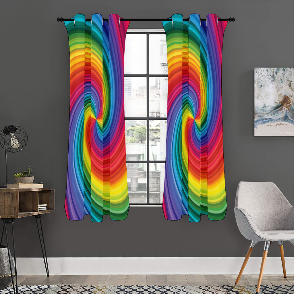 Rainbow Swirl Print Curtain