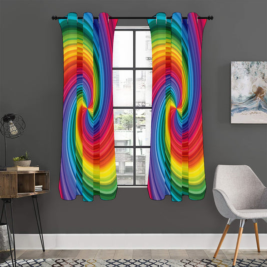 Rainbow Swirl Print Curtain