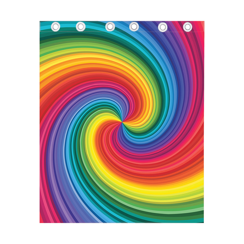Rainbow Swirl Print Curtain