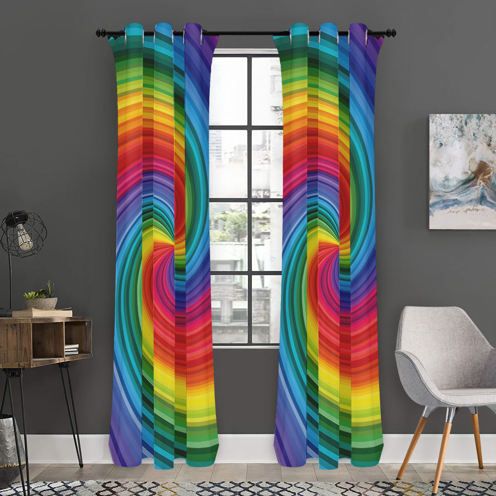 Rainbow Swirl Print Curtain