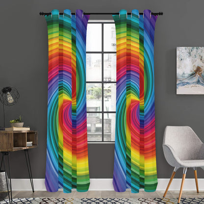 Rainbow Swirl Print Curtain