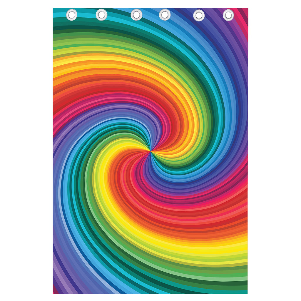 Rainbow Swirl Print Curtain