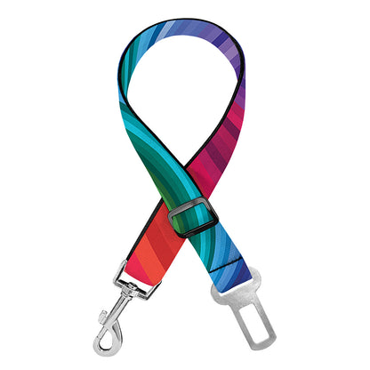 Rainbow Swirl Print Dog Seat Belt