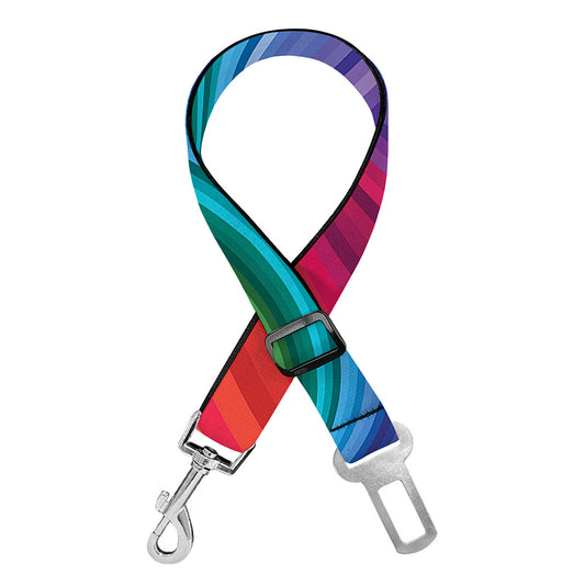 Rainbow Swirl Print Dog Seat Belt
