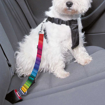 Rainbow Swirl Print Dog Seat Belt