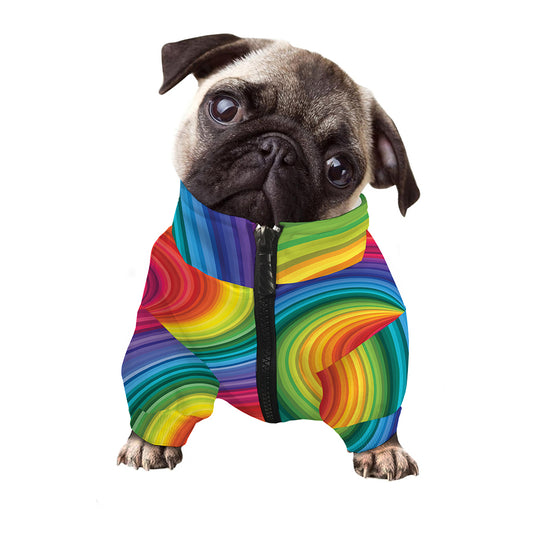 Rainbow Swirl Print Dog Zip Up Jacket