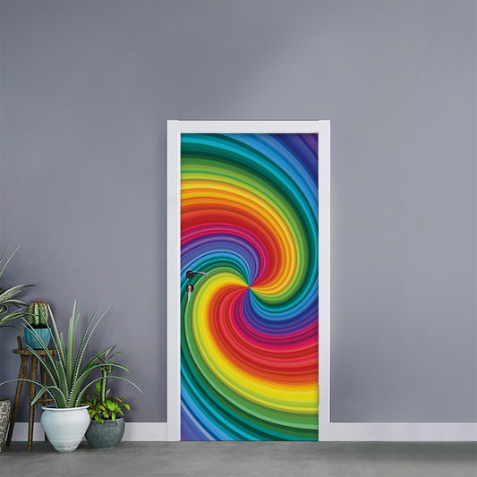 Rainbow Swirl Print Door Sticker