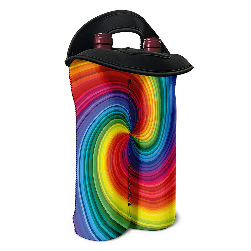Rainbow Swirl Print Double Neoprene Wine Tote
