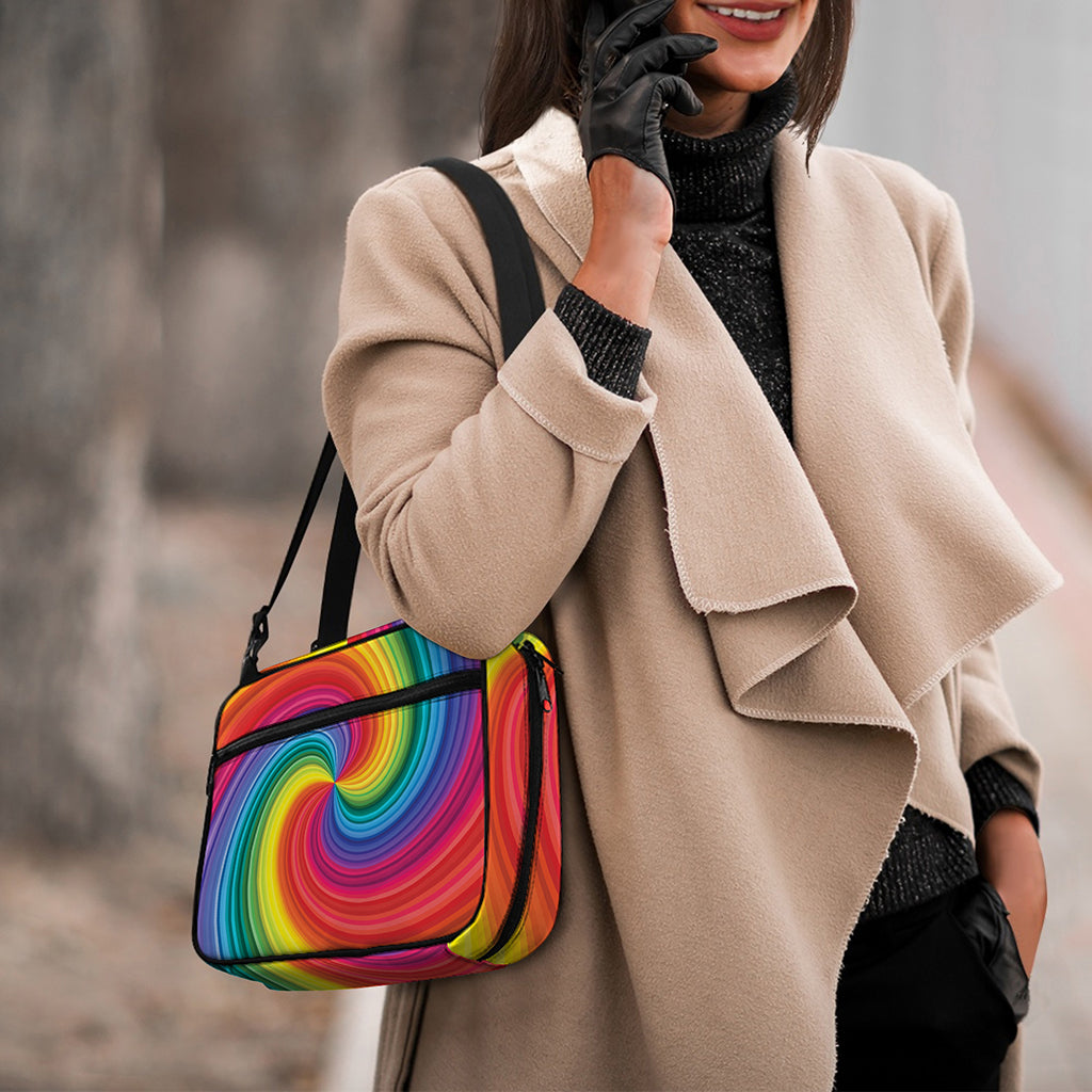 Rainbow Swirl Print Double Strap Bible Bag