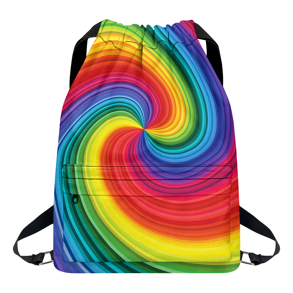Rainbow Swirl Print Drawstring Backpack