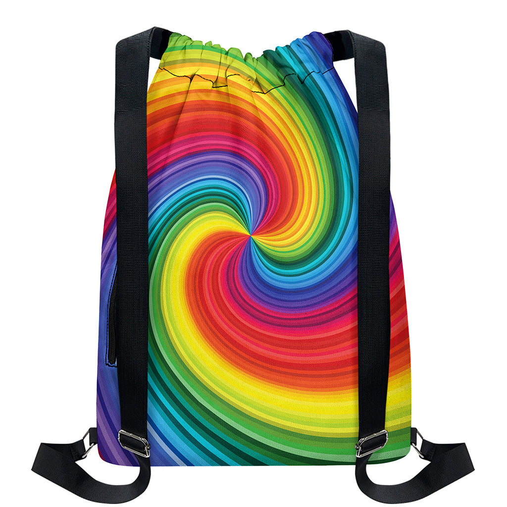 Rainbow Swirl Print Drawstring Backpack