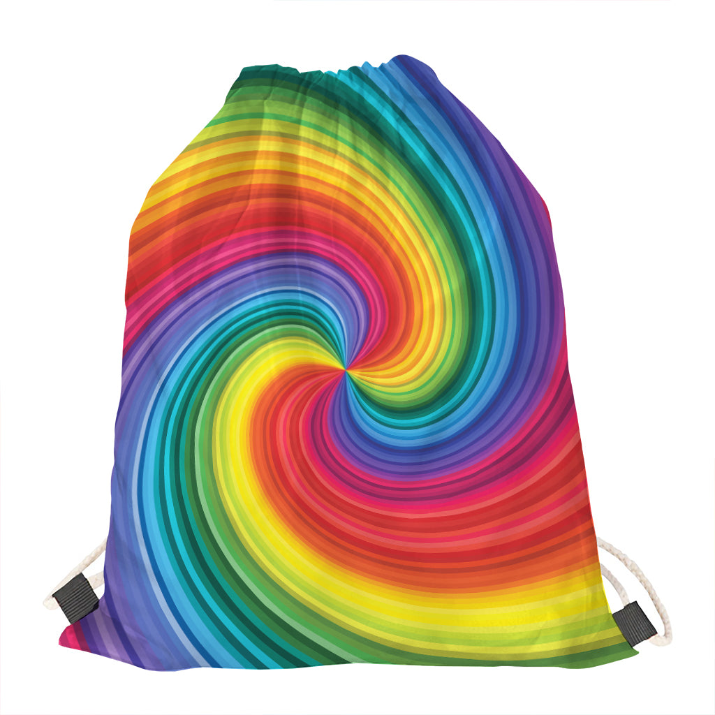 Rainbow Swirl Print Drawstring Bag