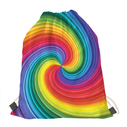 Rainbow Swirl Print Drawstring Bag