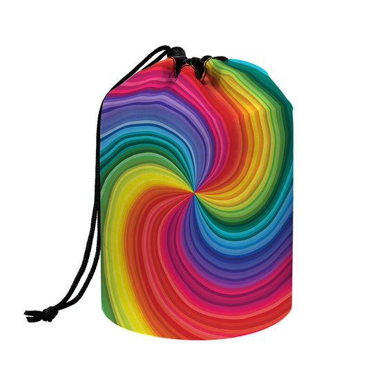 Rainbow Swirl Print Drawstring Makeup Bag