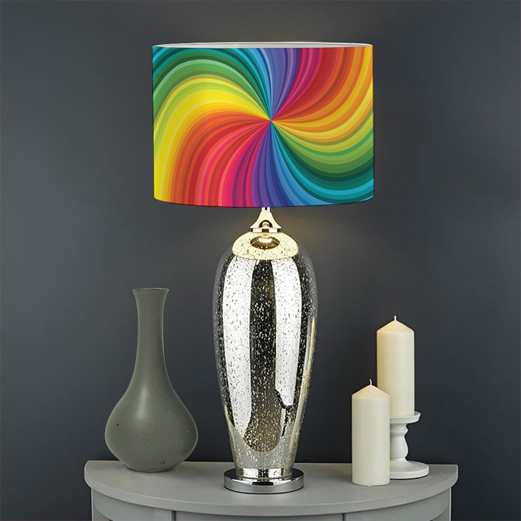 Rainbow Swirl Print Drum Lamp Shade