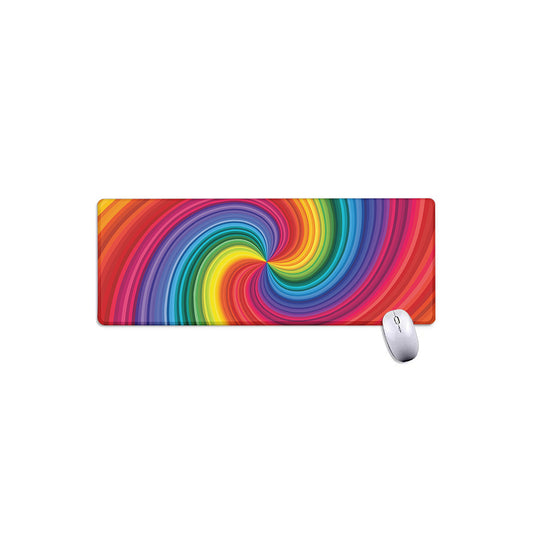 Rainbow Swirl Print Extended Mouse Pad