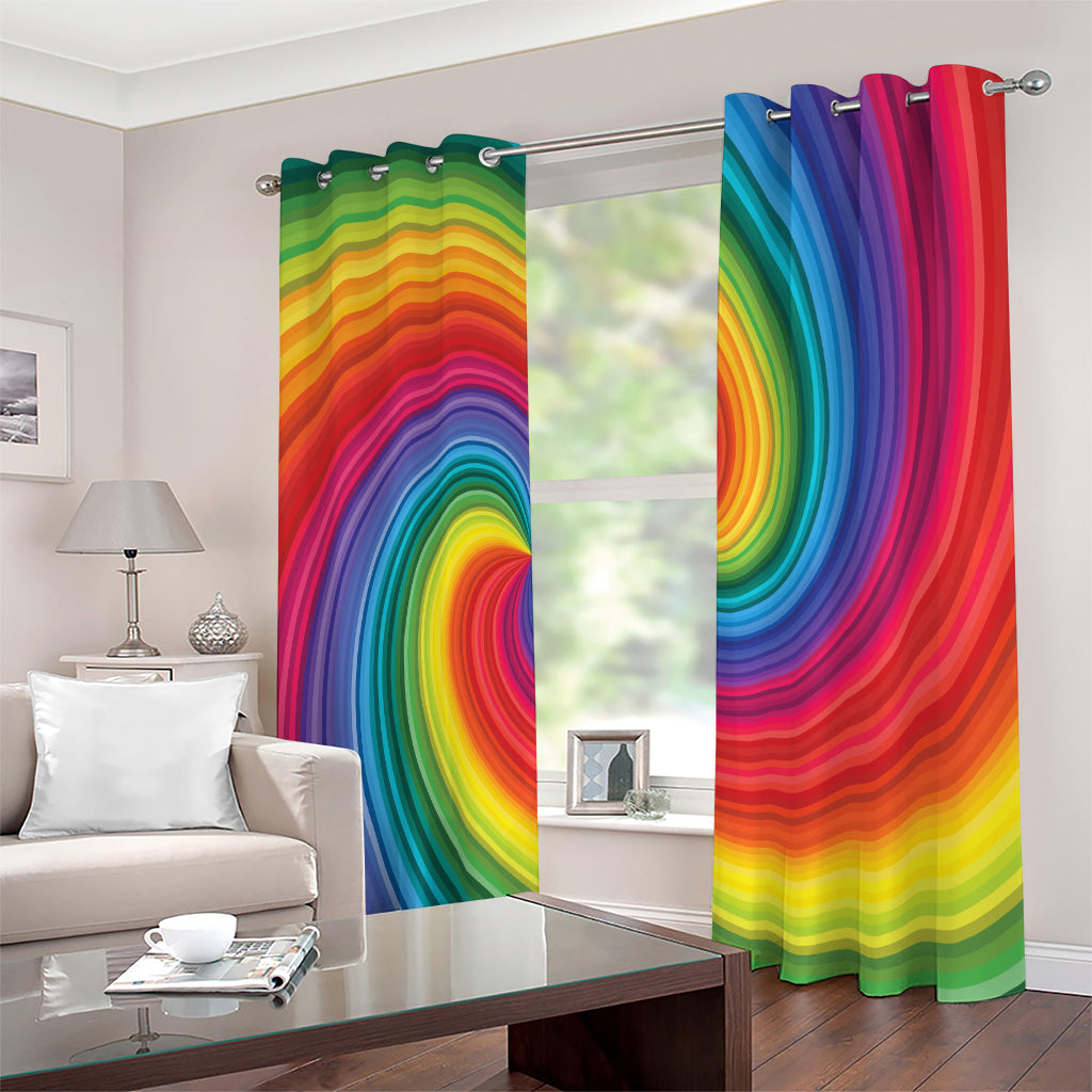 Rainbow Swirl Print Extra Wide Grommet Curtains