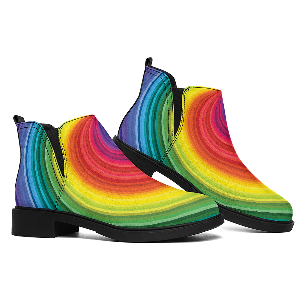 Rainbow Swirl Print Flat Ankle Boots