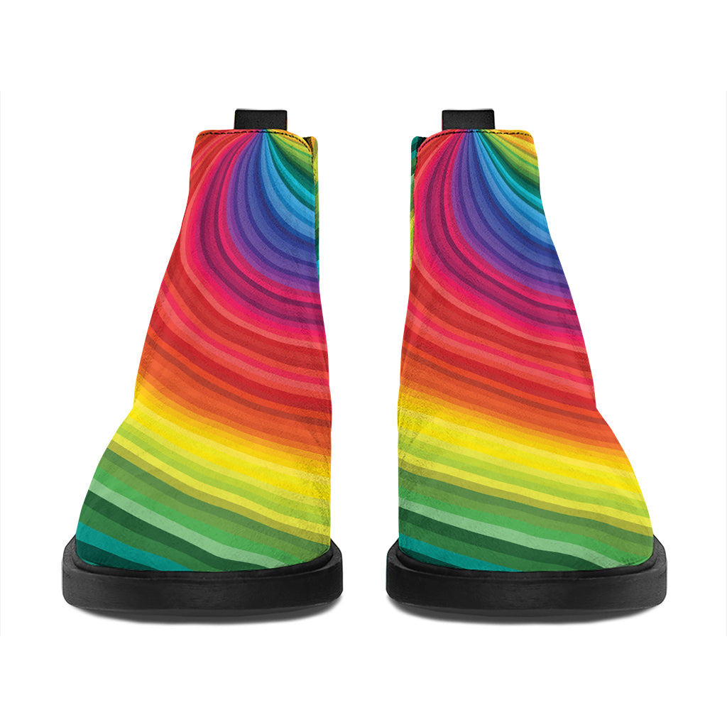 Rainbow Swirl Print Flat Ankle Boots