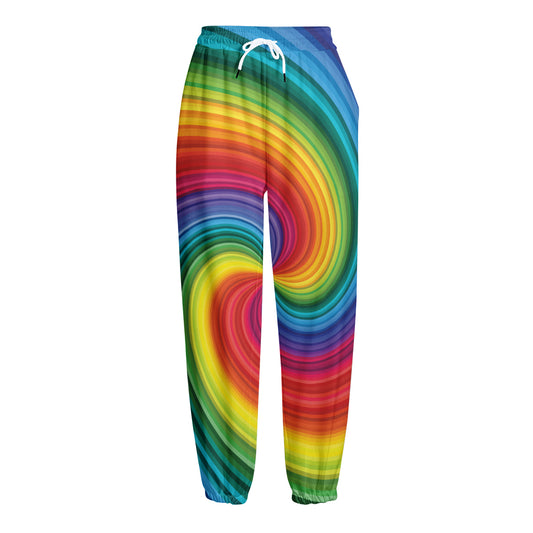 Rainbow Swirl Print Fleece Lined Knit Pants