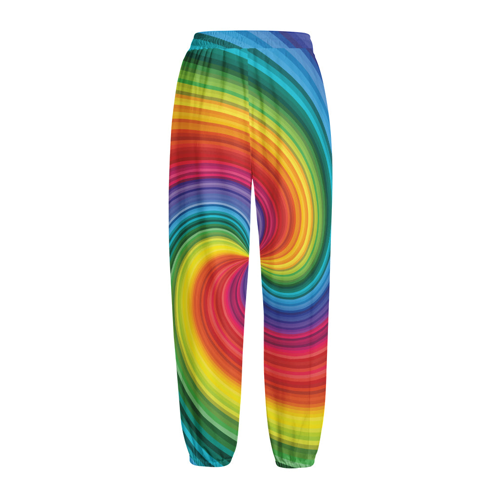 Rainbow Swirl Print Fleece Lined Knit Pants