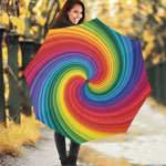 Rainbow Swirl Print Foldable Umbrella