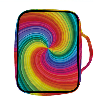 Rainbow Swirl Print Front Pocket Bible Bag