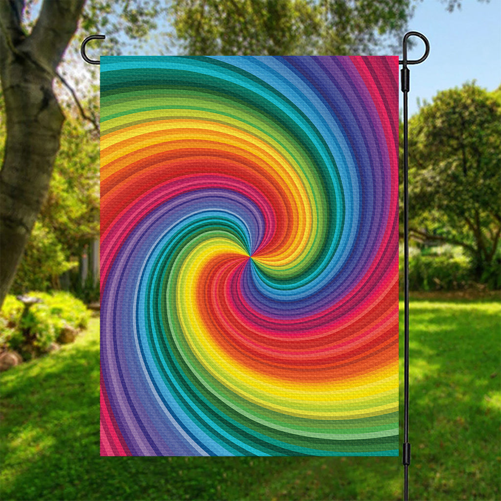 Rainbow Swirl Print Garden Flag