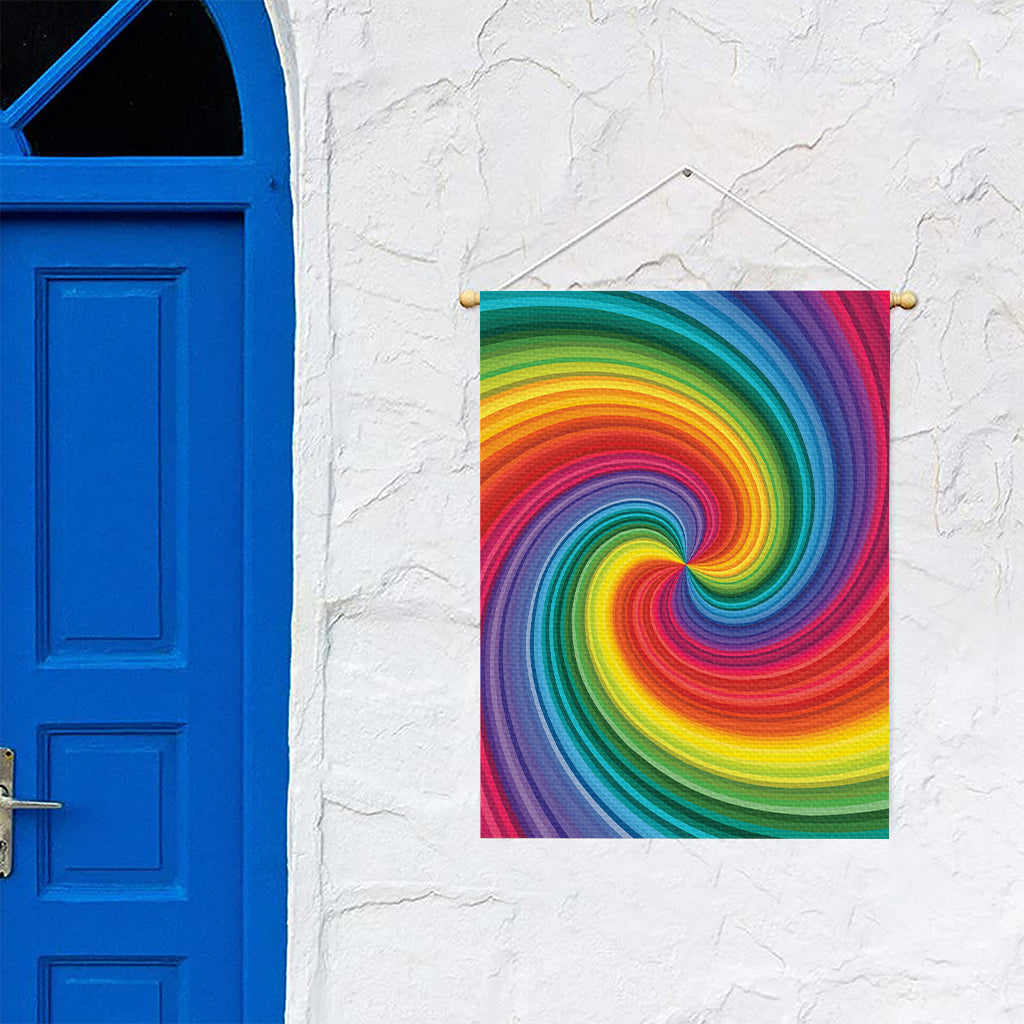 Rainbow Swirl Print Garden Flag