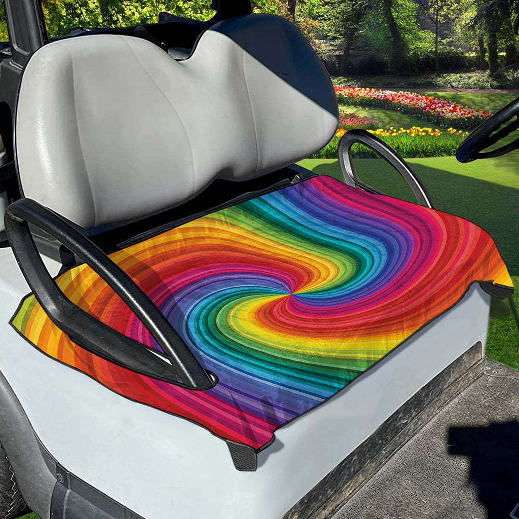 Rainbow Swirl Print Golf Cart Seat Cover