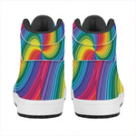 Rainbow Swirl Print High Top Leather Sneakers