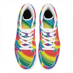 Rainbow Swirl Print High Top Leather Sneakers