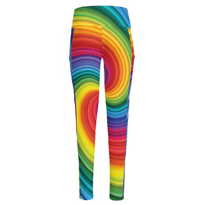 Rainbow Swirl Print High-Waisted Pocket Leggings