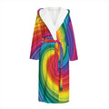 Rainbow Swirl Print Hooded Bathrobe