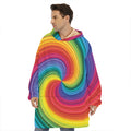 Rainbow Swirl Print Hoodie Blanket