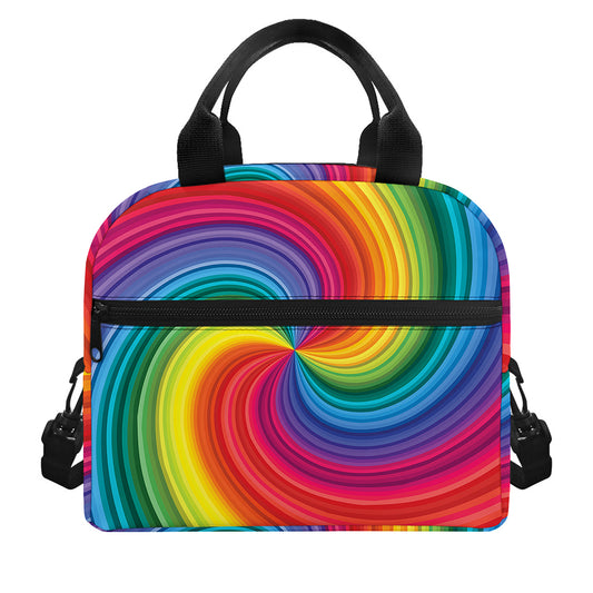 Rainbow Swirl Print Insulated Lunch Bag