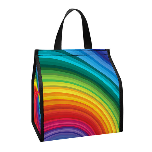 Rainbow Swirl Print Insulated Lunch Tote